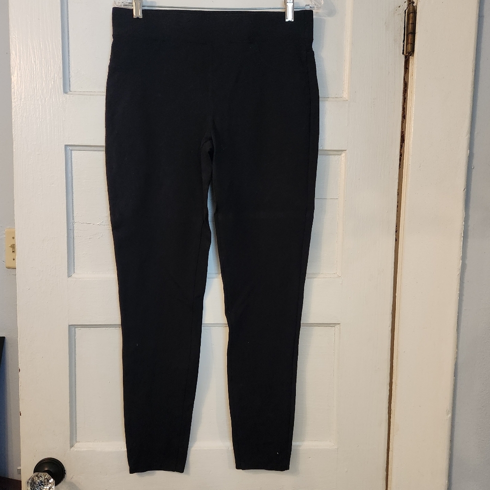 Tahari Pants, Black Pull On Stretch, Skinny, Sz Large EUC Office, Comfort Fitted